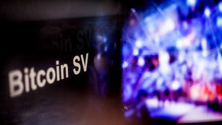Bitcoin SV Cryptocurrency token. The behavior of the cryptocurrency exchanges, concept. Modern financial technologies.の写真素材