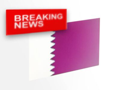 Breaking news, Qatar country's flag and the inscription news, concept for news feeds about the country Qatarの写真素材
