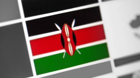 Kenya national flag of country. Kenya flag on the display, a digital moire effect. News of geography and geopoliticsの写真素材