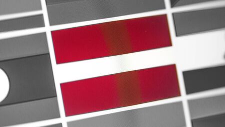 Latvia national flag of country. Latvia flag on the display, a digital moire effect. News of geography and geopoliticsの写真素材