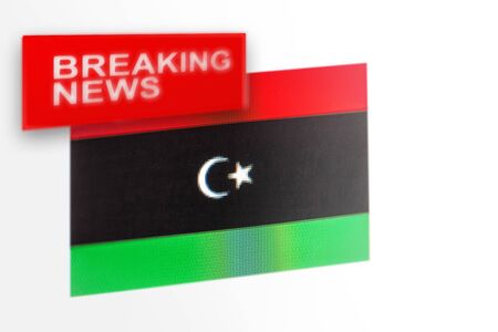 Breaking news, Libya country's flag and the inscription news, concept for news feeds about the country Libyaの写真素材