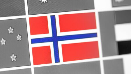 Norway national flag of country. Norway flag on the display, a digital moire effect. News of geography and geopoliticsの写真素材