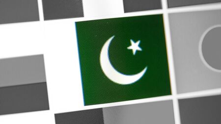 Pakistan national flag of country. Pakistan flag on the display, a digital moire effect. News of geography and geopoliticsの写真素材