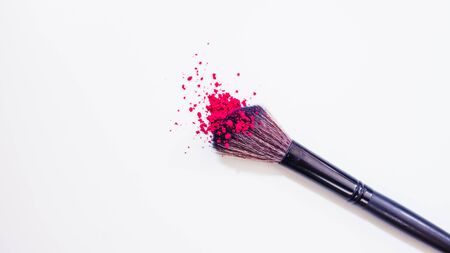Makeup artist brush and loose powder or eye shadow, bright colors, cosmetics and makeupの写真素材