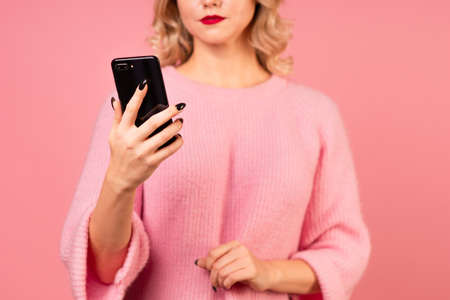 Use your smartphone, communicate in messaging appsの写真素材