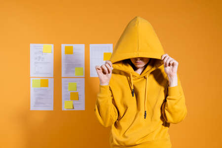 failed presentation, a young woman unsuccessfully presented her projectの写真素材