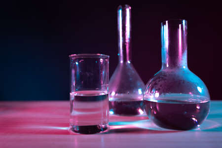 Test tubes flasks and petri dishes, laboratory glassware. Medicine and biological or chemical research,の写真素材