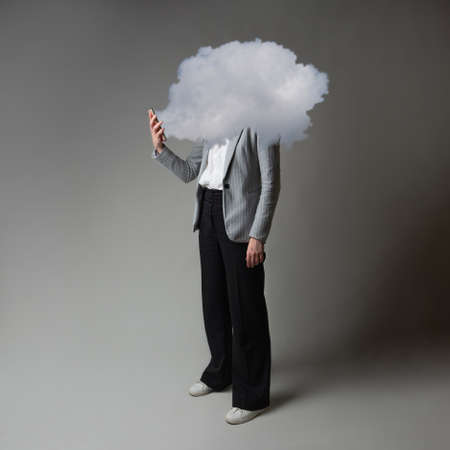 Cloud technologies, concept. Using cloud storage, transferring dataの写真素材