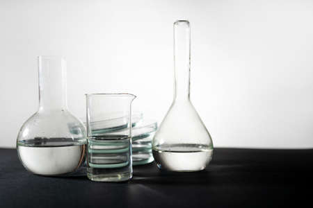 Test tubes flasks and petri dishes, laboratory glassware. Medicine and biological or chemical research,の写真素材