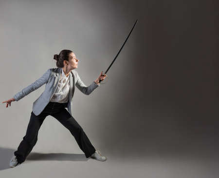 Fighting the invisible enemy in work and career, concept. To overcome self-doubt,の写真素材