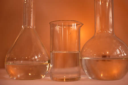 Test tubes flasks and petri dishes, laboratory glassware. Medicine and biological or chemical...