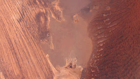 Dasht-e Kavir, salt desert in the Iranian highlands, satellite image. contains modified Copernicus Sentinel dataの写真素材