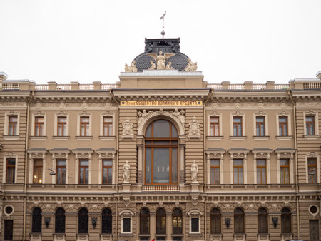 SAINT PETERSBURG, RUSSIA - January 20, 2020: The building of the First Mutual Credit Societyのeditorial素材