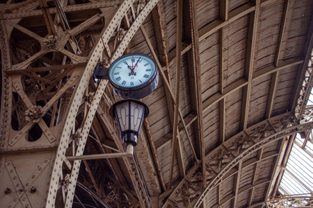 SAINT PETERSBURG, RUSSIA - June, 2019: Vintage clock on the platform of the Vitebsk railway stationのeditorial素材