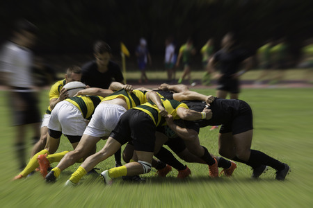 Playing with crowds during a rugby matchの写真素材
