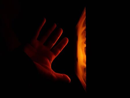in front of a stove.