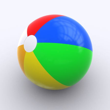 A multi colored Beachball on white Backgroundの写真素材