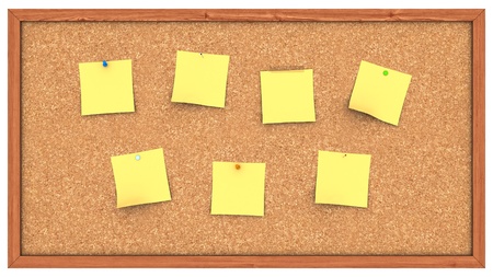 A Corckboard with several Post It'sの写真素材