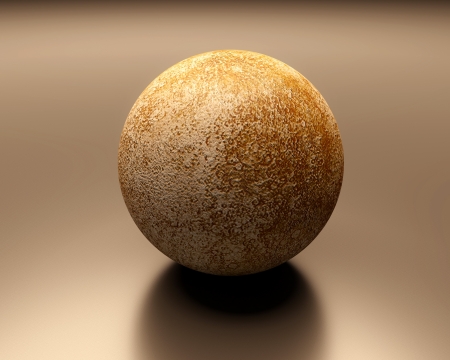 A rendered presentation of the planet Mercury.