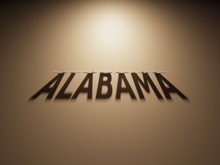 A 3D Rendering of the Shadow of an upside down text that reads Alabama.の写真素材