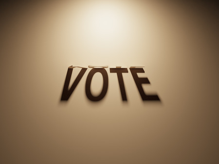 A 3D Rendering of the Shadow of an upside down text that reads Vote.の写真素材