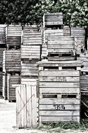 wooden cratesの写真素材