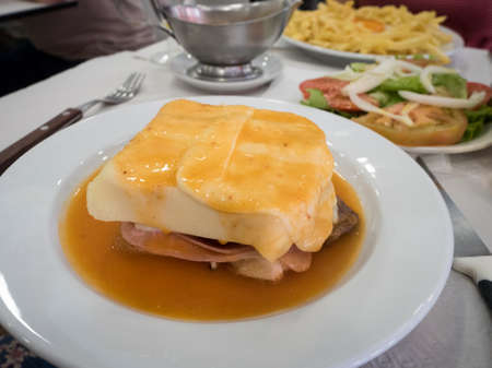 Francesinha is a Portuguese sandwich originally from Porto,の写真素材