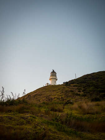 Cape Brett Lighthouse and Cape Brett Hut in Rawhiti New Zealandの写真素材
