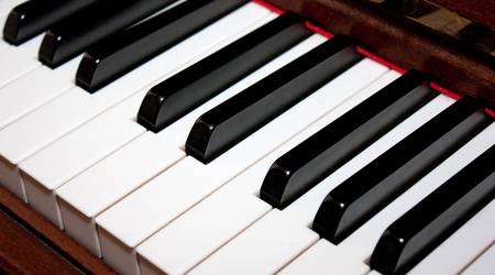 Close-up view of piano key for musical illustrationの写真素材