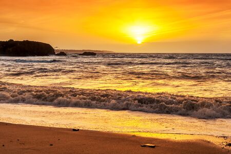 Landscape of sunset over the ocean in Franceの写真素材
