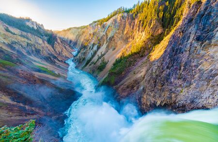 Grand Canyon of Yellowstone, Yellowstone National Park, Wyomingの写真素材