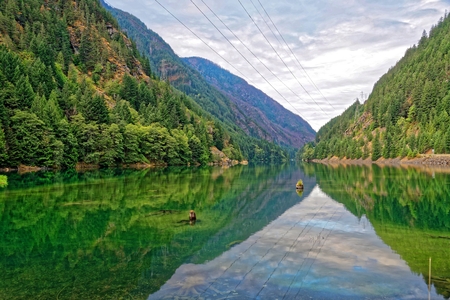 Gorge Lake in North Cascades National Park, Washingtonの写真素材