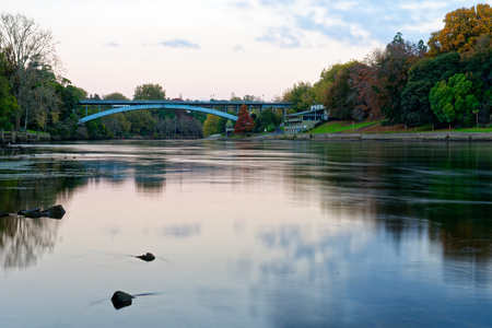 Anzac Parade Bridge at dusk, Hamilton, New Zealandの写真素材
