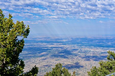 Overlooking Albuquerque from the top of the Sandia Crest Highway, New Mexicoの写真素材