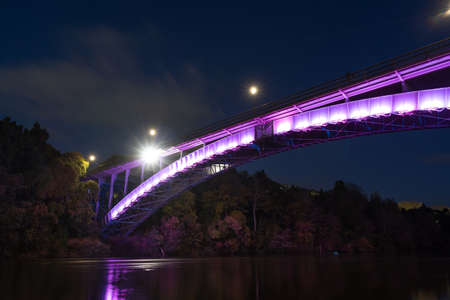 Victoria Bridge at night, a Category I Heritage listed bridge connecting the Hamilton CBD to...