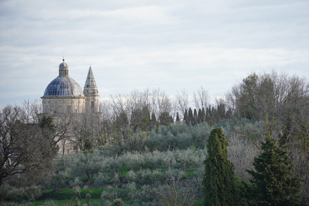 Tempio di San Biagio in the Tuscan city of Montepulcianoの写真素材