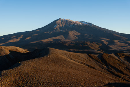View of Mt Ruapehu and the surrounding volcanic landscape