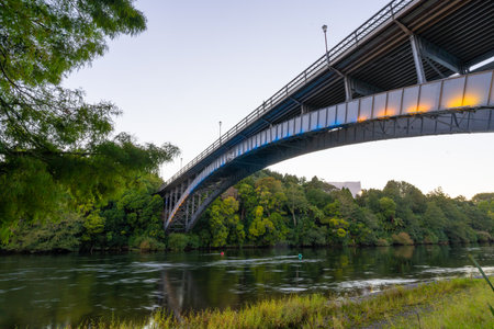 Victoria Bridge, a Category I Heritage listed bridge connecting the Hamilton CBD to Hamilton Eastの写真素材