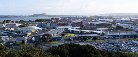 Overlooking the suburb of Penrose, Auckland. Facing towards Onehunga and the Mangere Inlet