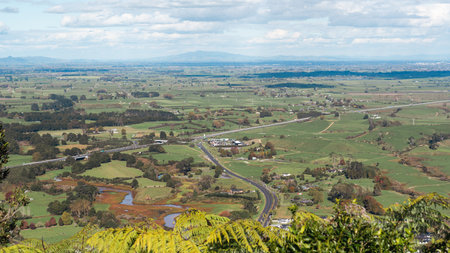 Aerial view of the north Waikato region. Taken from near Taupiri. Featuring the Waikato Expressway...