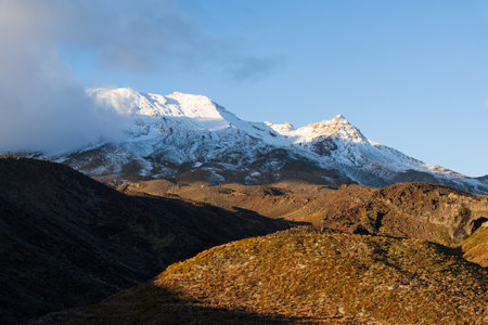 View of the Turoa side of Mount Ruapehu, New Zealandの写真素材