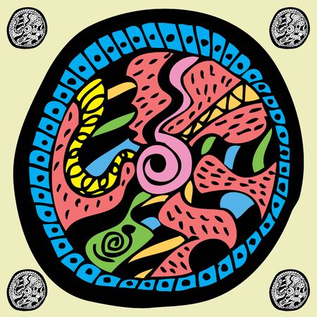 doodle background pattern circle in vectorのイラスト素材