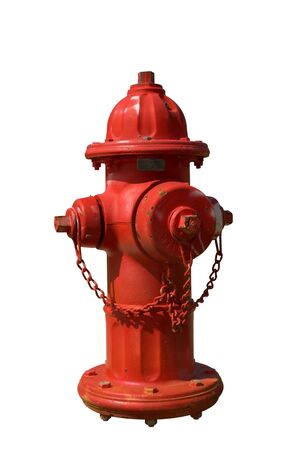 Vintage Red Fire Hydrant isolated over whiteの写真素材