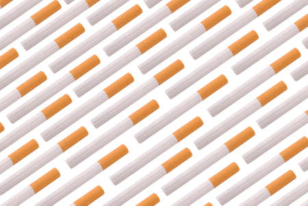 cigarettes filling a white background on an angleの写真素材