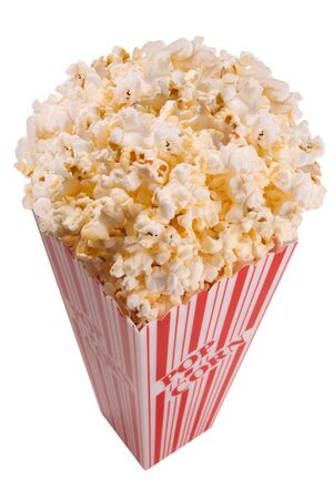 Popcorn from side isolated over whiteの写真素材