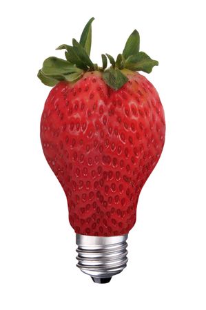 incondescent lightbulb with strawberryの写真素材