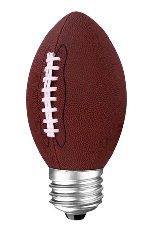 lightbulb with football inside isolated over whiteの写真素材
