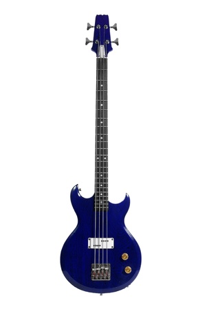Vintage Electric Bass guitar isolated over a white backgroundの写真素材