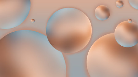 <p>Abstract balls geometric gradient blue and orange color background.For graphic design. 3d render illustration.</p>の写真素材