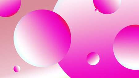 Abstract liquid fluid circles pink, red , brown and cream color background with copy space. 3D sphere shape pastel color design. illustrationの写真素材
